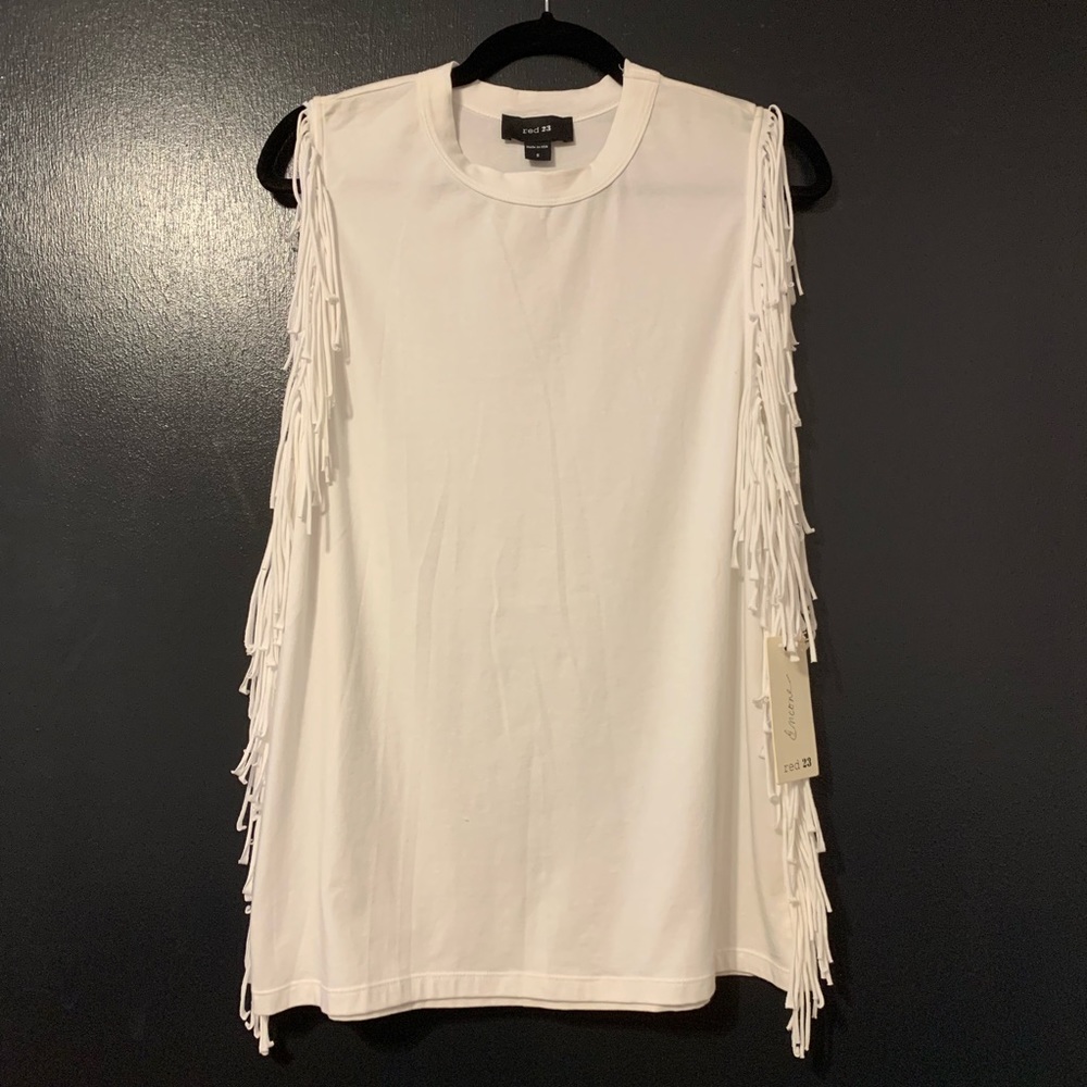 Red 23 White Fringe Tank size Small NWT